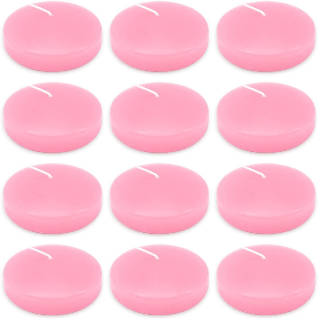 10 Hour Pink Floating Candles Large 3" Unscented Dripless Pool Water Wax Floating Candles for Vases, Centerpieces at Valentine's Day Wedding, Party, Holiday, Set of 12
