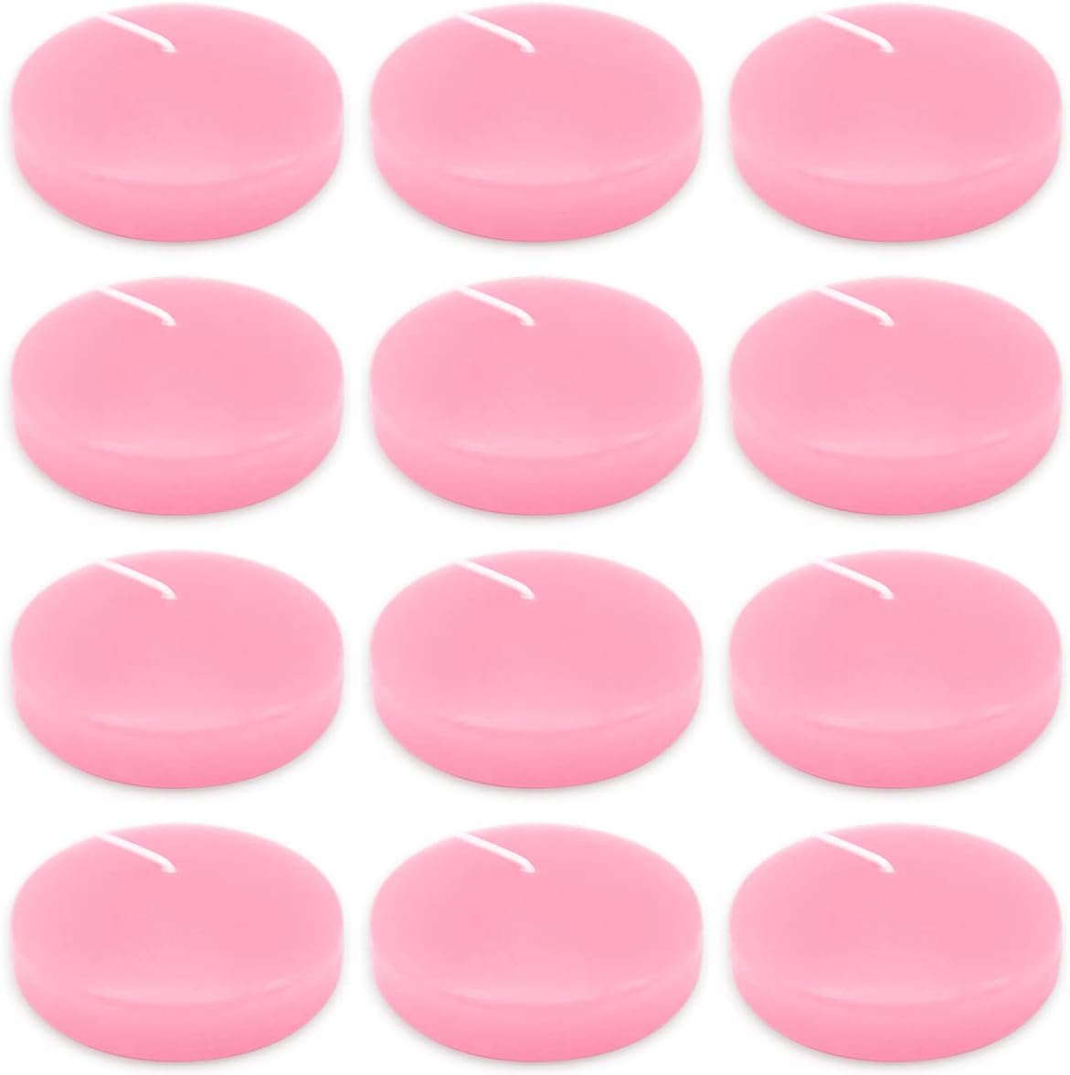 10 Hour Pink Floating Candles Large 3" Unscented Dripless Pool Water Wax Floating Candles for Vases, Centerpieces at Valentine's Day Wedding, Party, Holiday, Set of 12