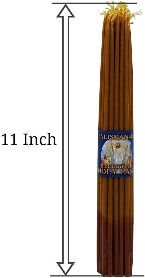 TALISMAN4U 33 Beeswax Taper Candles Jerusalem Church Candles 11 inch | Blessed Holy Land Candles for Prayer, Cotton Wicks, Christian Worship, 75 Min Burn, Handmade Religious Gift