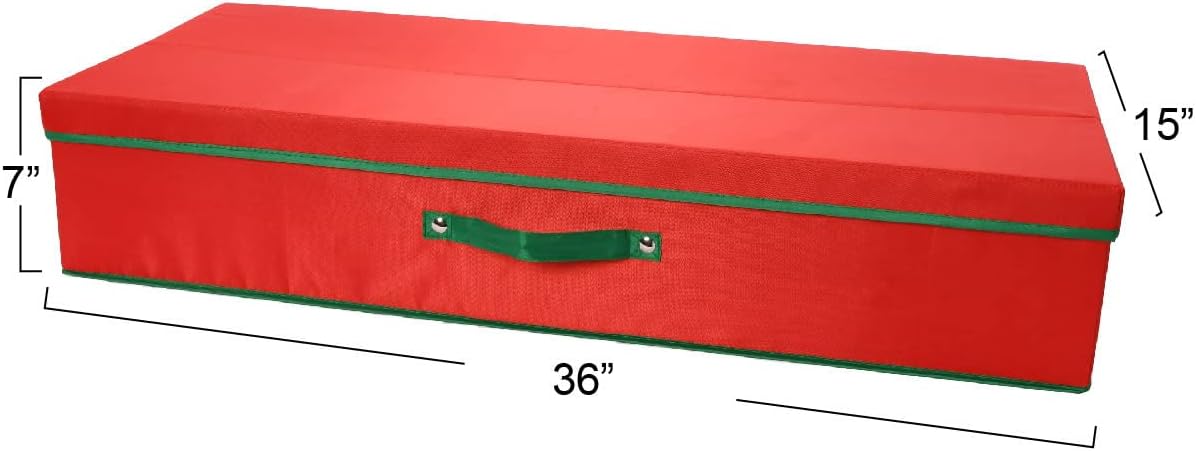 Household Essentials Holiday Gift Wrap Organizer with Lid, Red and Green