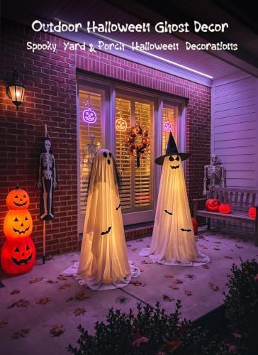 minetom 2 pack 5 ft halloween ghost decorations, front angle view