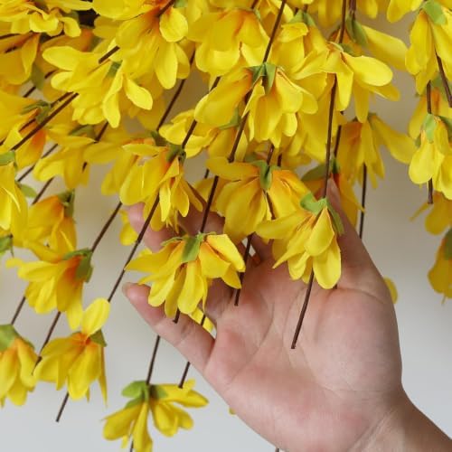 24" artificial yellow forsythia flower wreath for front, package contents