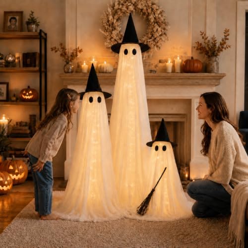 halloween decorations outdoor 3 pack lighted ghost-family with, package contents