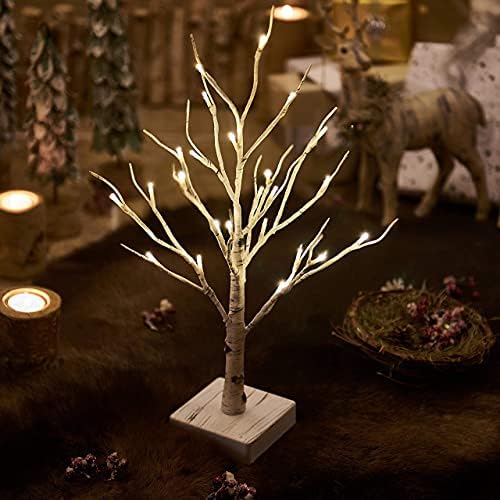 hairui pre-lit tabletop birch tree with timer 24led, package contents