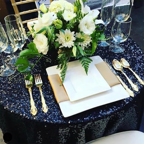 B-COOL Black Sequin Tablecloth Parties Decor Round Sequin Overlay Shimmer