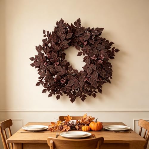 giauma 26" fall artificial cimicifuga leaves wreath for showing dimensions