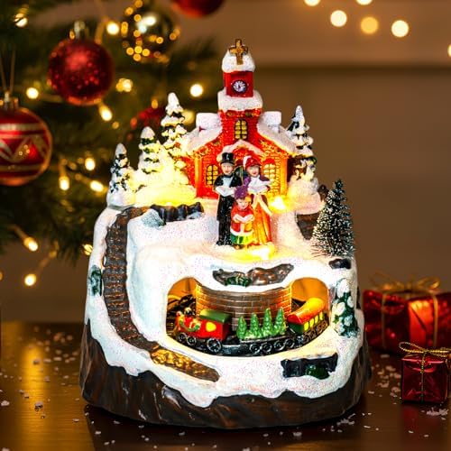 animated musical christmas village choir figurines christmas collectibles showing dimensions