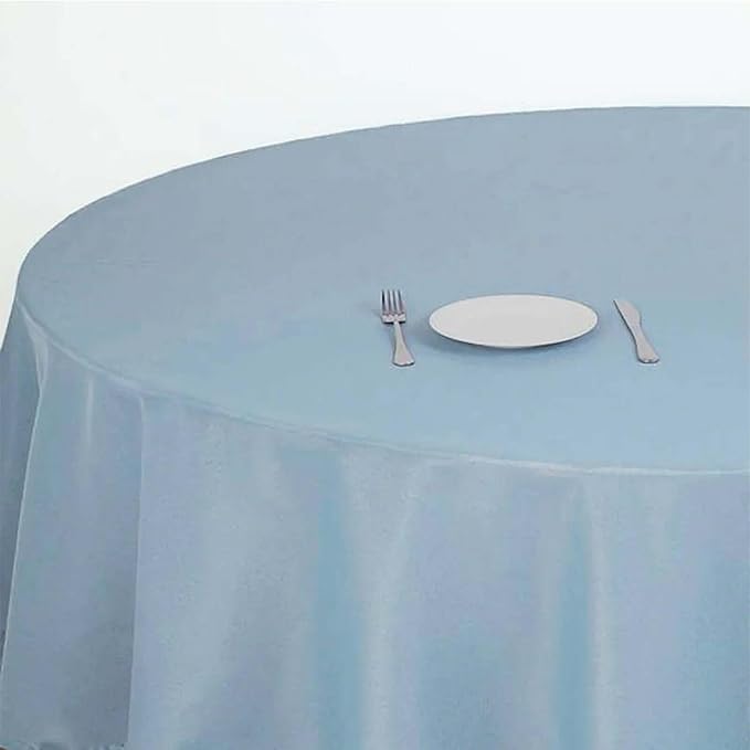 Efavormart Round Tablecloth, 90 Inch Stain & Wrinkle Resistant Washable Table Cloth, Decorative Polyester Fabric Table Cover for Banquet, Wedding, Dining- Dusty Blue