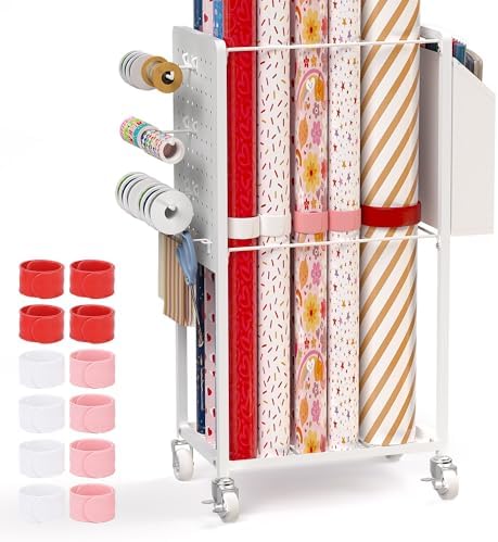 wrapping paper storage cart station with 12pcs slap, main product view
