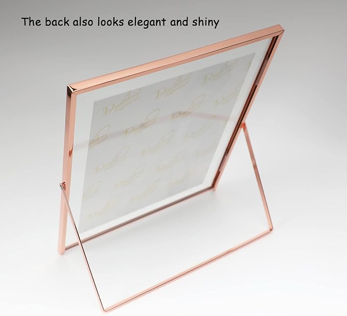 Rose Gold Floating Frame, 10"x12", Vertical, For Picture 9x11, 8.5x11, 8x10, Tabletop Shelf Photo Frame, Classy Gift For Festival, Wedding, Home or Office Décor