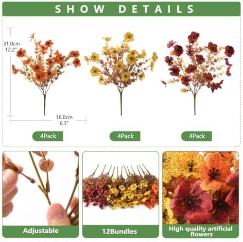 inqcmy artificial fake fall plants flowers for outdoor shown in use