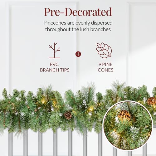 best choice products 9ft pre-lit christmas garland holiday, package contents