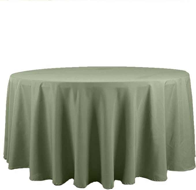 Efavormart Round Tablecloth, 120 Inch Stain & Wrinkle Resistant Washable Table Cloth, Decorative Polyester Fabric Table Cover for Banquet, Wedding, Dining - Eucalyptus Sage Green