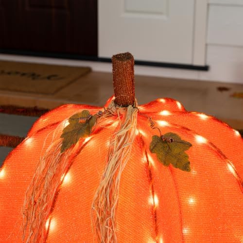 glitzhome fall lighted outdoor decor, 25" h 3d, front angle view