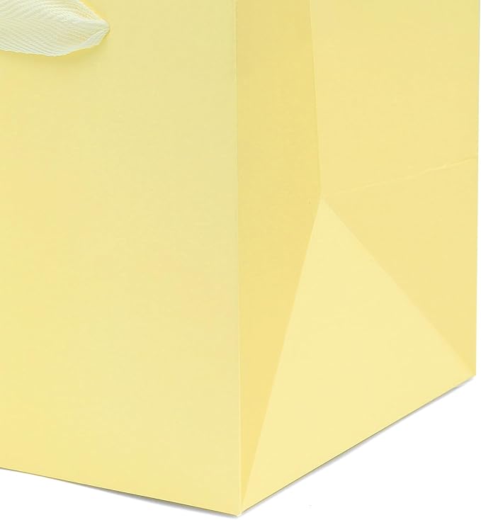 Beige Yellow Paper Gift Bag Small Square Bottom Kraft Carboard Paper Bags With Handles (Beige Yellow, 6 x 6 x 6 in, 10 CT)