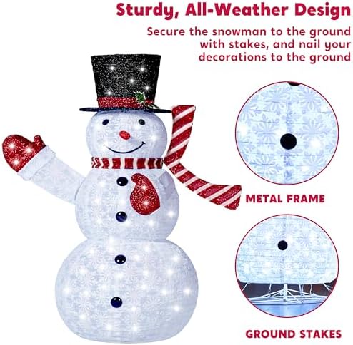 joiedomi 3 pcs 3d christmas collapsible snowman yard shown in use