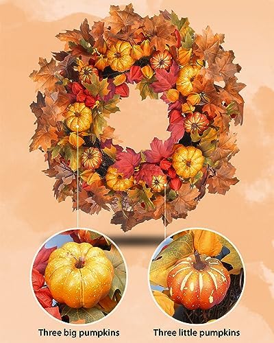 thanksgiving fall wreath for front door 24 inch shown in use