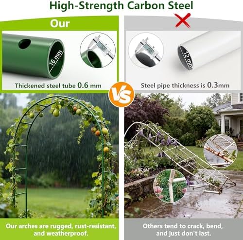 thickened rustproof garden arch metal trellis for climbing, side view