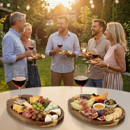 silifine 6 pcs wine appetizer plates with wine, side view