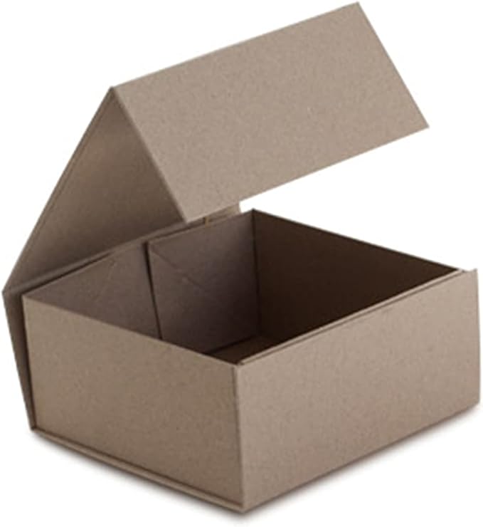 CECOBOX - Gift Boxes with Lids for Presents 6"x6"x2.75" - Matte, Collapsible Magnetic Closure Gift Box - Groomsmen & Bridesmaid Proposal Boxes, Wedding, PR, Birthdays, Holidays (Kraft)