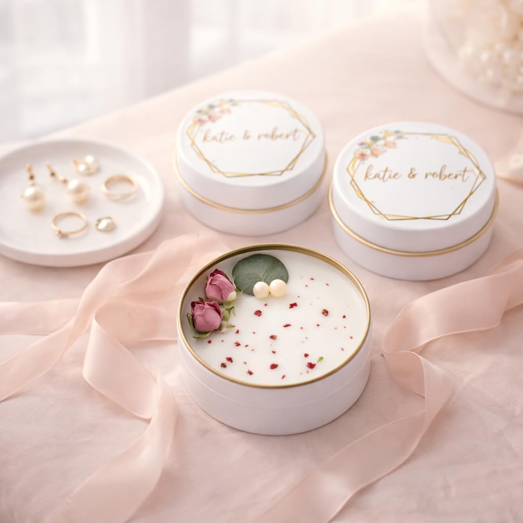 Scented Mixed Flower Candle Favors - Personalized for Weddings, Bridal Showers, Baby Showers, Birthdays, Christmas (10-20-30-40-50-100 PCS in Bulk)