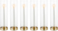 NUPTIO Hurricane Glass Candle Holders: 6 Pcs Gold Metal Taper Candlesticks Holder with 11.81 inch Long Clear Bottomless Cylinder Cover Stands for Wedding Anniversary Bridal Shower Table Centerpiece