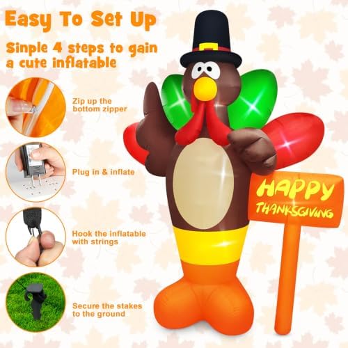 danxilu thanksgiving inflatables 10 ft giant turkey outdoor, package contents