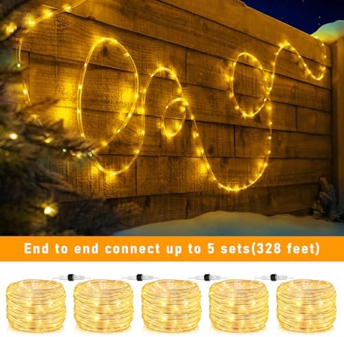 66FT 200 LED Rope Lights for Outside, Warm White Christmas Lights Outdoor | Plug in Connectable Flexible Tube Lights Indoor for House Bedroom Patio Pool Landscape Camping Party Decorations