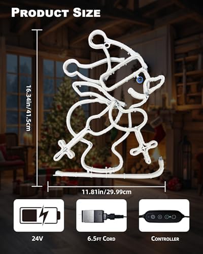 christmas snowman neon sign, skiing snowman led neon shown in use