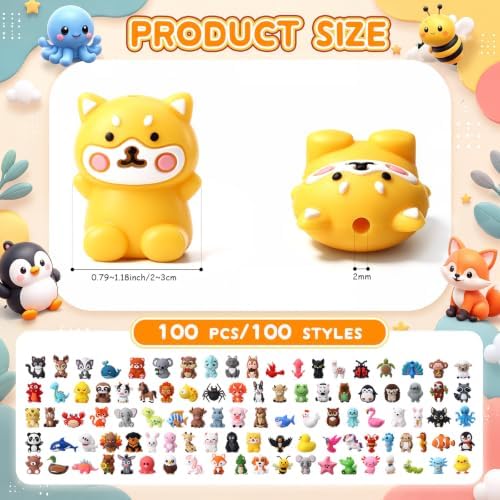 watersay 100 pcs animals 3d silicone focal beads shown in use