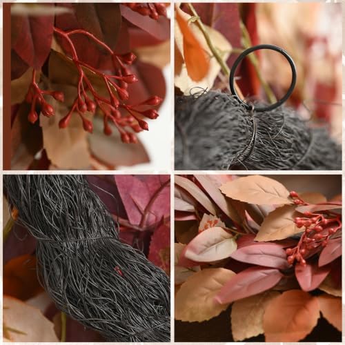 dn deconation fall wreath for home front door, side view