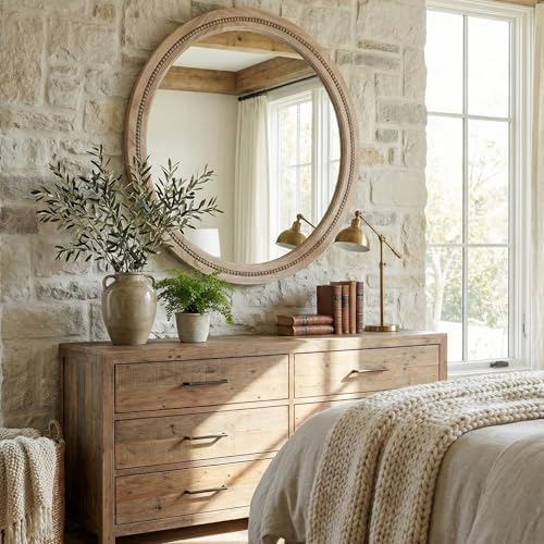 solid wood 36 inch round beaded wall decor, package contents