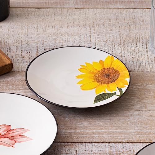 noritake colorwave floral appetizer plates, graphite black, set, side view