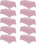 VidaFete Tablecloth 10 Pack 90 * 132inch Rectangle Table Cloth Polyester, Stain Wrinkle Resistant Polyester Dining Table Cover for Kitchen Dinning Party Wedding Rectangular Buffet Decoration(Pink)