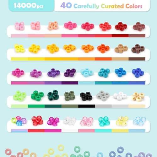 pony beads kit, 40 colors rave kandi beads, side view