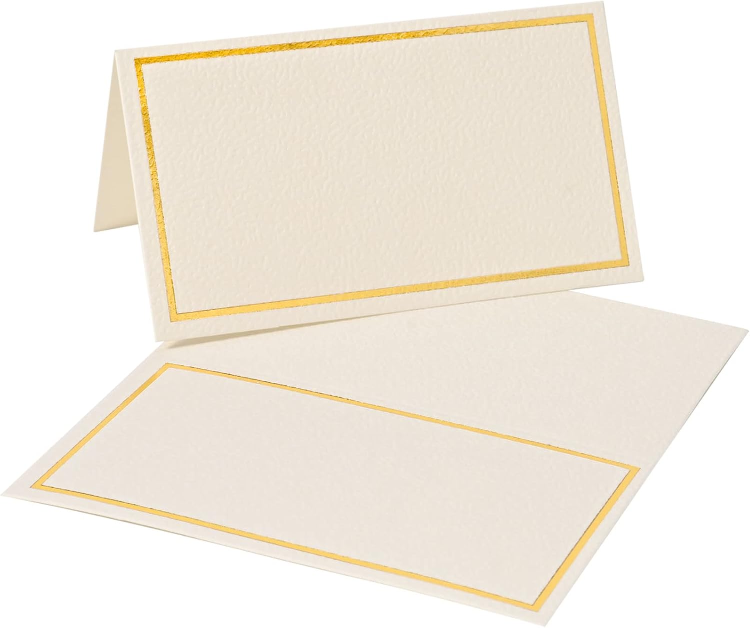 50 Pack Place Cards for Table Setting with Gold Foil Border Table Tent Cards for Seating Perfect for Weddings, Dinner Parties, Banquets 2” x 3.5”