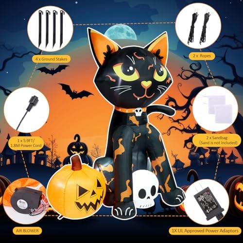 camuland 5ft halloween decorations outdoor, with built-in led, package contents