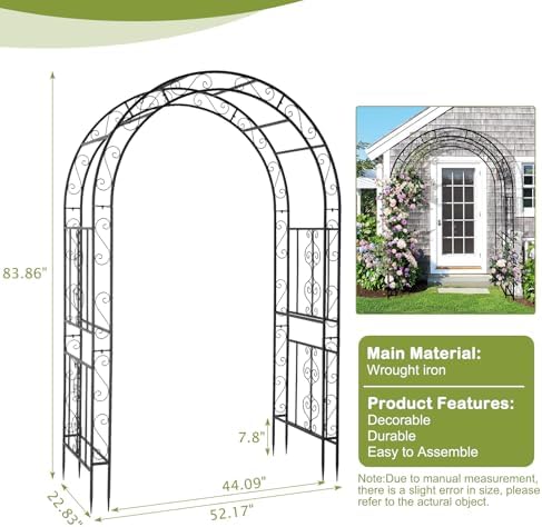 outvita 7ft metal garden arch arbor, black trellis on a desk or shelf