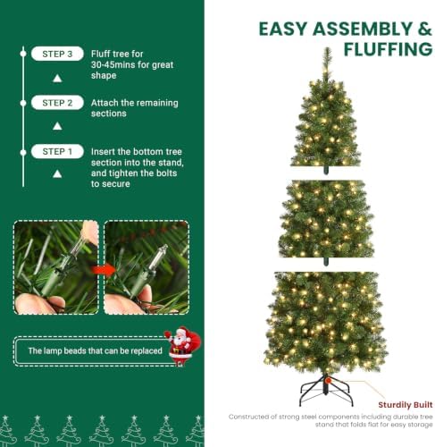 shareconn prelit artificial pencil christmas tree 6ft &, package contents