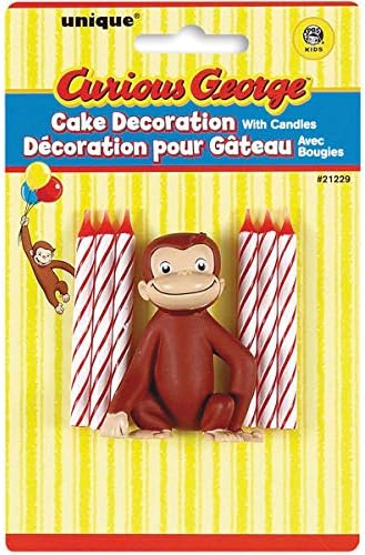Curious George Cake Topper with 6 Candles | Premium Quality, Perfect for Children's Birthday Parties, Unique