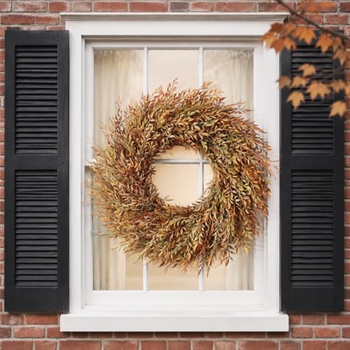 26" artificial fall nandina wreath for front door on a desk or shelf