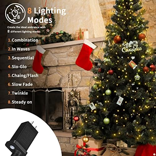 bolweo christmas tree lights, 400led 16 lines christmas, close-up detail