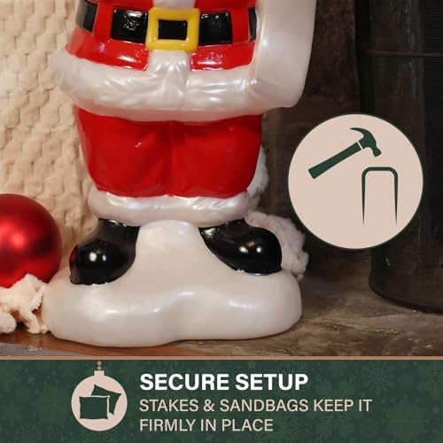 fraser hill farm 33” santa holding list blow on a desk or shelf