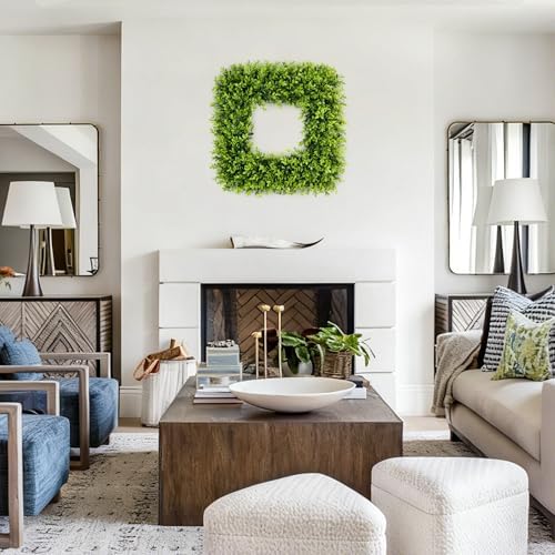 20 inch large boxwood wreath spring summer artificial, close-up detail