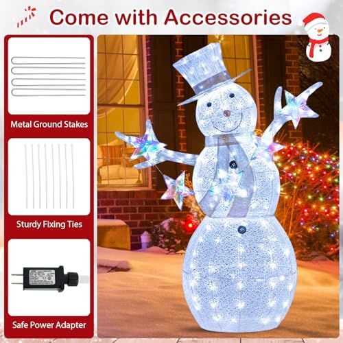 goplus 5 ft lighted snowman, christmas outdoor decoration, side view