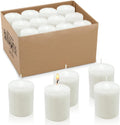 2.0 Inch White Votive Candles, Unscented Wax 12 Hour 1.5'' Diameter Candles for Wedding, Party & Home, 24 Packs