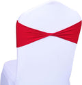 MDS Pack of 10 Spandex Chair Sashes Bows Elastic Stretch Dining Chair Bands Ties Without Slider Buckle Universal fits for Wedding Baby Shower Birthday Party Banquet Event Decoration - Red