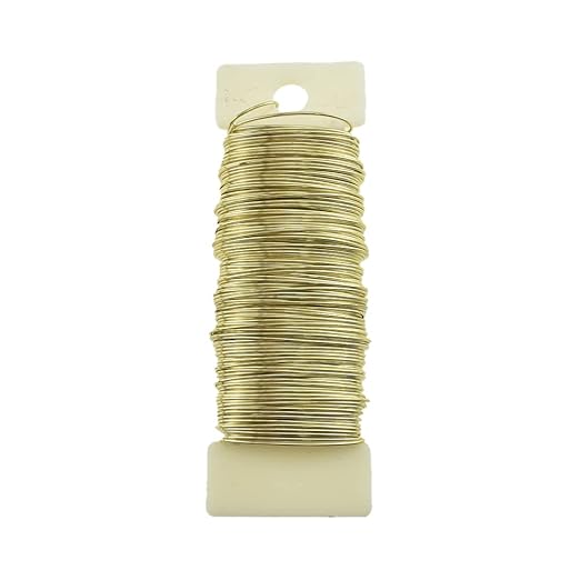 HAHIYO 22Gauge Golden Floral Wire - 1 Roll, 38 Yards (115 Feet) Flexible Paddle Wire for Crafts, Christmas Wreaths, Tree & Flower Arrangement, Bouquet Wrapping, Wedding DIY