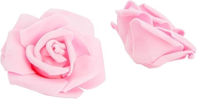 Juvale Pink Roses Artificial Flowers - 100 Pack, 3 in Stemless Foam - Bulk Artificial Blooms for Wedding Decor, Centerpiece Table Decorations & DIY Floral Arrangements