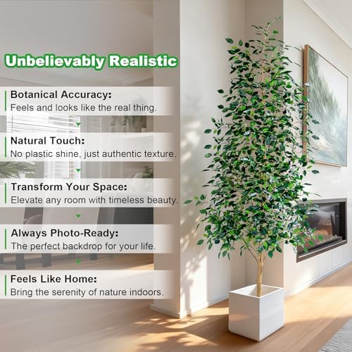 bailikang 6ft artificial ficus trees indoor faux trees, side view